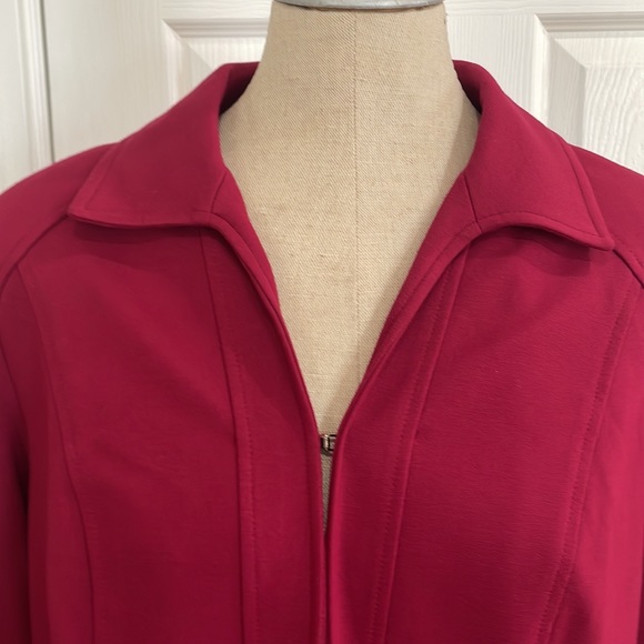 Chico’s LS jacket ponte mulberry red Size 1 8 M - Picture 2 of 16